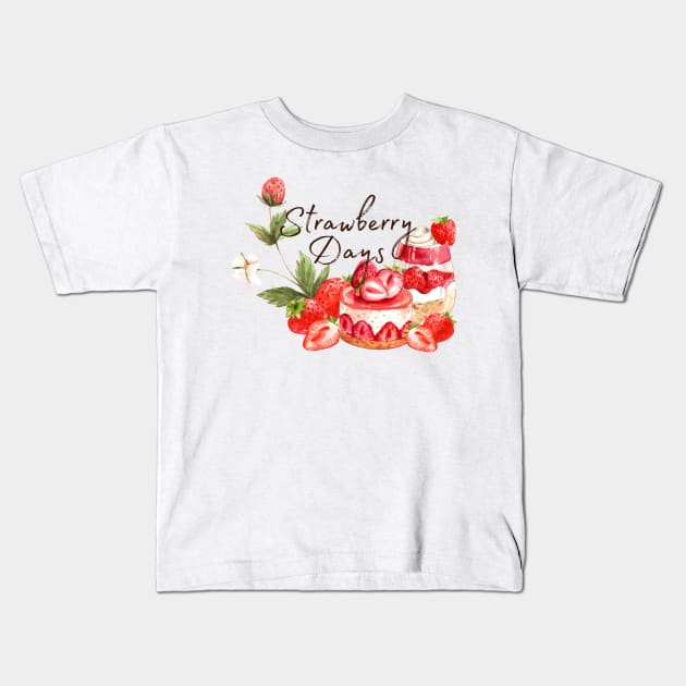 Strawberry Days Kids T-Shirt by Usagi-Kun